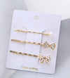 Wholesale Women's Metal Electroplated Pearl Crystal Diamond Bangs Clip Hair Accessories Fashion Ol Geometric Style