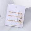 Wholesale Women's Metal Electroplated Pearl Crystal Diamond Bangs Clip Hair Accessories Fashion Ol Geometric Style