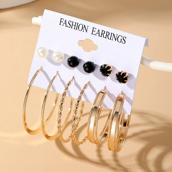 Wholesale Women's Metal Geometric Cshaped Big Earrings With Dripping Oil Design