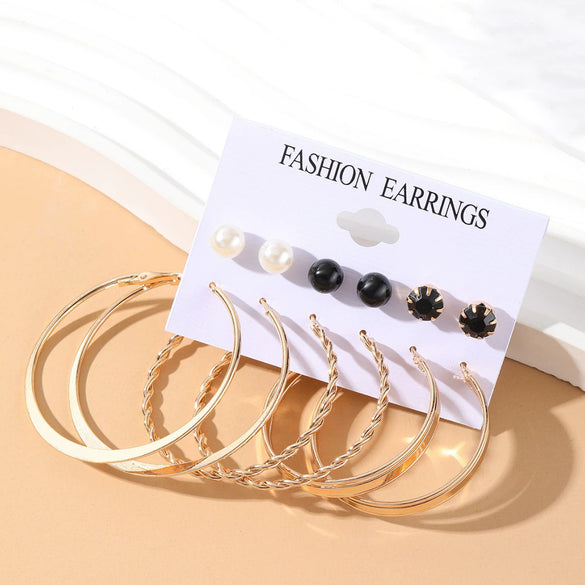 Wholesale Women's Metal Geometric Cshaped Big Earrings With Dripping Oil Design