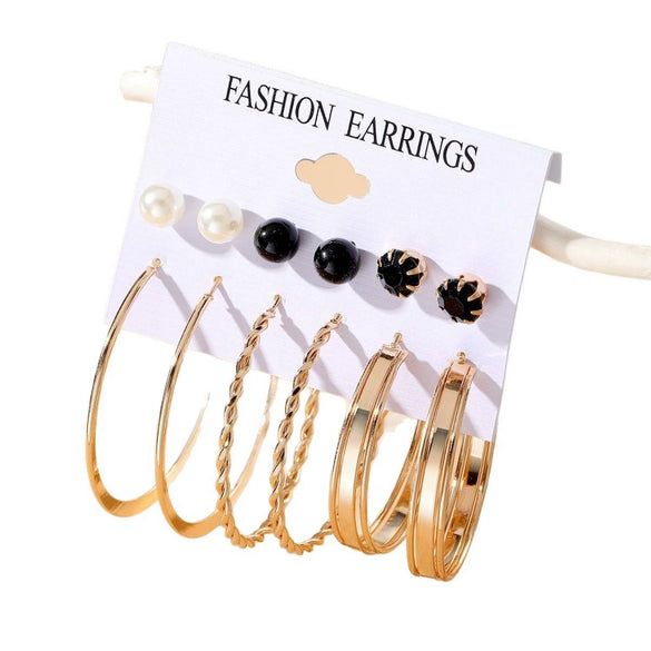 Wholesale Women's Metal Geometric Cshaped Big Earrings With Dripping Oil Design