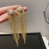 Wholesale Women's Metal Geometric Diamond Tassel Earrings With Silver Needle Chain