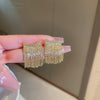 Wholesale Women's Metal Geometric Diamond Tassel Earrings With Silver Needle Chain