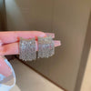 Wholesale Women's Metal Geometric Diamond Tassel Earrings With Silver Needle Chain