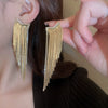 Wholesale Women's Metal Geometric Diamond Tassel Earrings With Silver Needle Chain