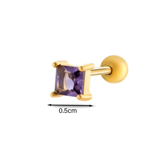 Wholesale Women's Metal Geometric Double Head Screw Ball Square Ear Bone Nail Cartilage Puncture Jewelry With Electroplating