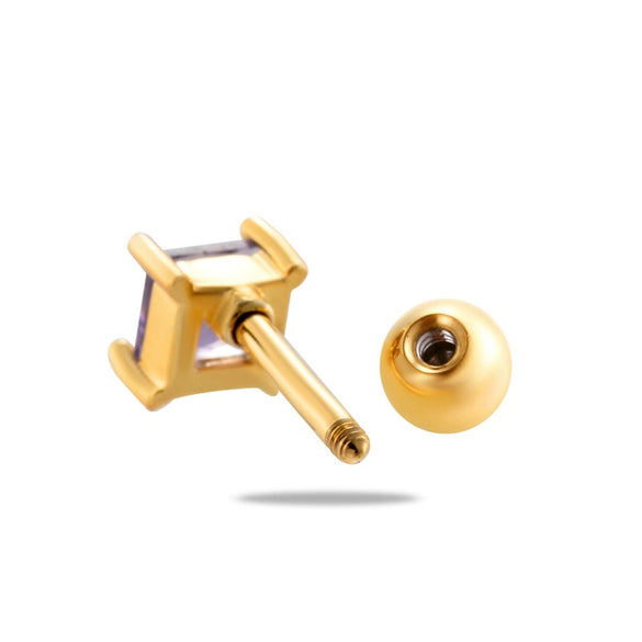 Wholesale Women's Metal Geometric Double Head Screw Ball Square Ear Bone Nail Cartilage Puncture Jewelry With Electroplating
