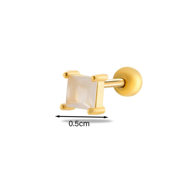 Wholesale Women's Metal Geometric Double Head Screw Ball Square Ear Bone Nail Cartilage Puncture Jewelry With Electroplating
