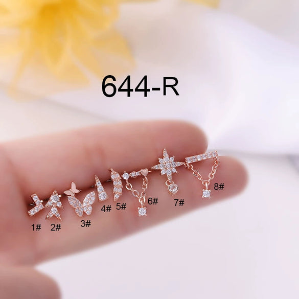 Wholesale Women's Metal Geometric Electroplated Screw Rod Twist Ball Earrings