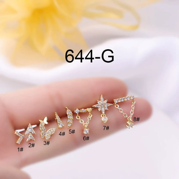 Wholesale Women's Metal Geometric Electroplated Screw Rod Twist Ball Earrings