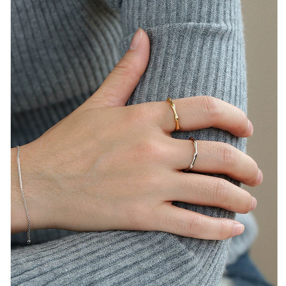 Wholesale Women's Metal Geometric Gold Inlaid Adjustable Irregular Open Joint Ring