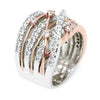 Wholesale Women's Metal Geometric Pattern Micro Inlaid Zircon Ring With Electroplating