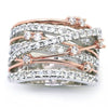Wholesale Women's Metal Geometric Pattern Micro Inlaid Zircon Ring With Electroplating