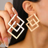 Wholesale Women's Metal Geometric Square Earrings With Electroplating Treatment