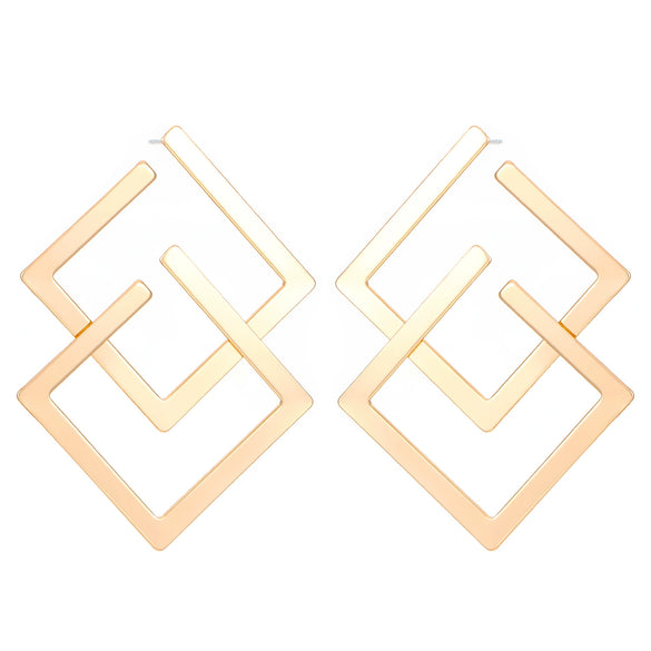 Wholesale Women's Metal Geometric Square Earrings With Electroplating Treatment