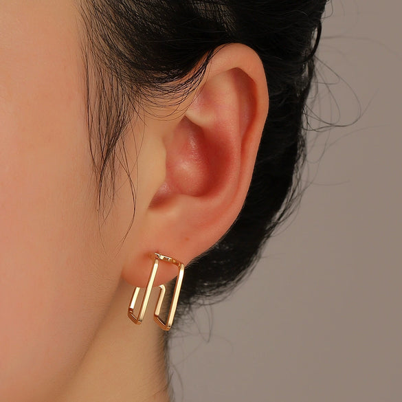 Wholesale Women's Metal Geometric Square Earrings With Electroplating Treatment