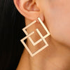 Wholesale Women's Metal Geometric Square Earrings With Electroplating Treatment