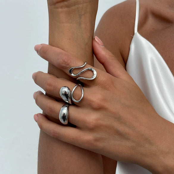 Wholesale Women's Metal Geometric Style Electroplated Irregular Opening Ring