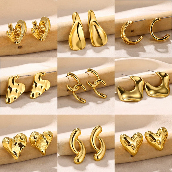 Wholesale Women's Metal Gold Platinum Electroplated Irregular Cross Geometric Earrings
