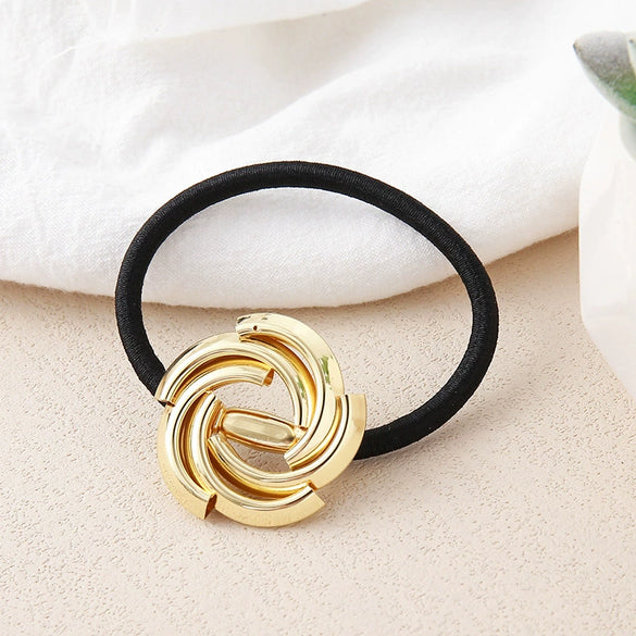 Wholesale Women's Metal Hair Accessories Simple Temperament Hair Ring And Hair Rope With Knot Craft Pure Handmade