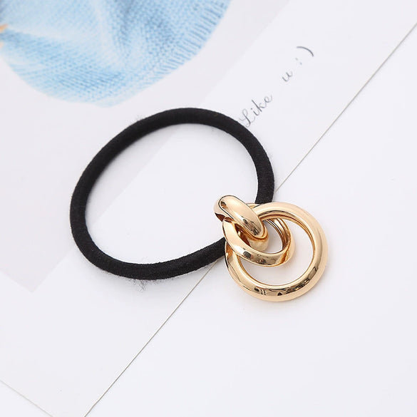 Wholesale Women's Metal Hair Accessories Simple Temperament Hair Ring And Hair Rope With Knot Craft Pure Handmade