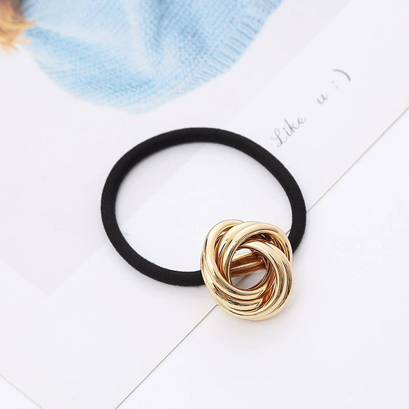 Wholesale Women's Metal Hair Accessories Simple Temperament Hair Ring And Hair Rope With Knot Craft Pure Handmade