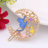 Wholesale Women's Metal Hairpin With Moon And Cat Cartoon Pattern And Baking Varnish Treatment