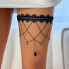 Wholesale Women's Metal Lace Elastic Belt Plastic Heart Tassel Thigh Chain Leg Ring