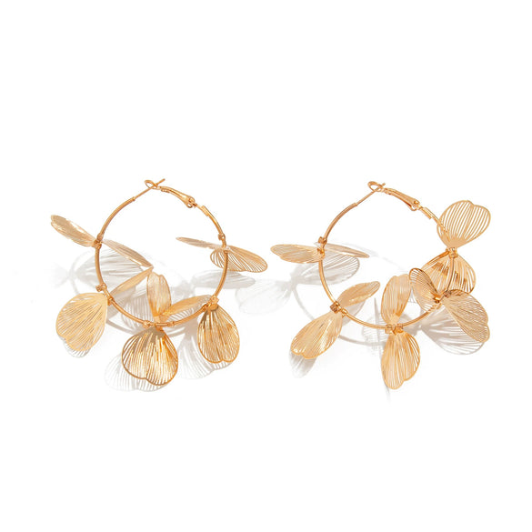 Wholesale Women's Metal Leaf Electroplated Personality Earrings