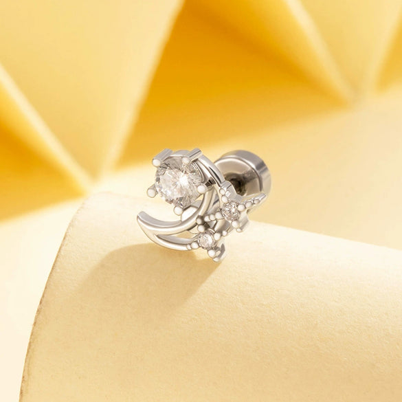 Wholesale Women's Metal Moon Inlaid Zircon Fashion Ear Bone Nail