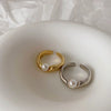 Wholesale Women's Metal Pearl Open Ring With Geometric Pattern And Electroplating Treatment