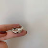 Wholesale Women's Metal Pearl Open Ring With Geometric Pattern And Electroplating Treatment