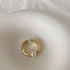 Wholesale Women's Metal Pearl Open Ring With Geometric Pattern And Electroplating Treatment