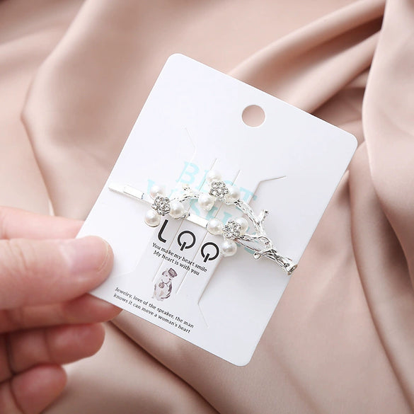 Wholesale Women's Metal Pearl Rhinestone Hairpin With Forest Tree Branch Design And Electroplating Treatment