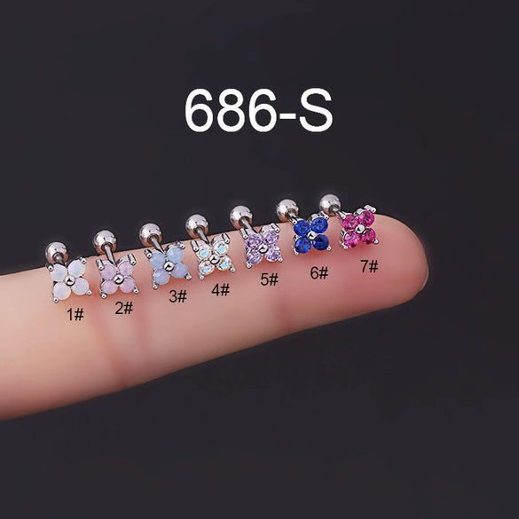 Wholesale Women's Metal Titanium Steel Flower Shape Electroplated Earring
