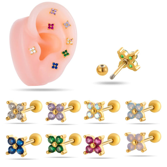 Wholesale Women's Metal Titanium Steel Flower Shape Electroplated Earring