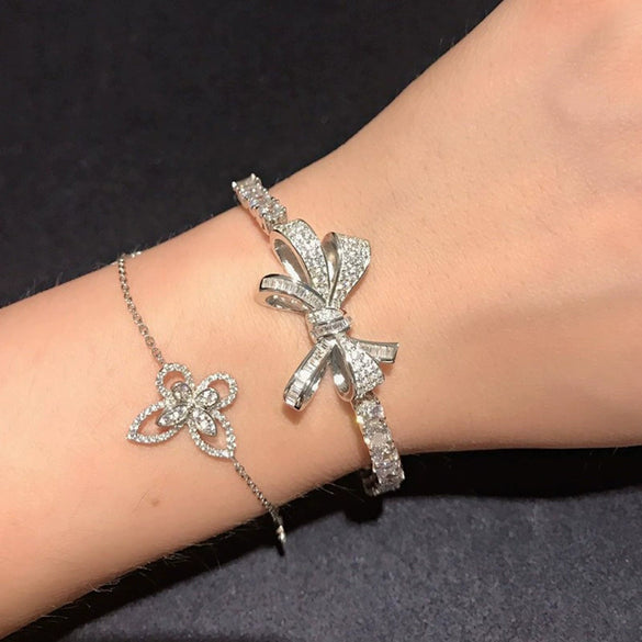Wholesale Women's Metal Zircon Bow Splicing Fashion Hand Jewelry Bracelet