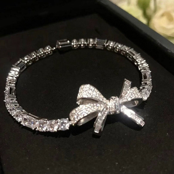 Wholesale Women's Metal Zircon Bow Splicing Fashion Hand Jewelry Bracelet