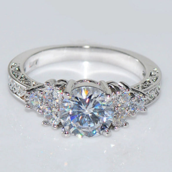 Wholesale Women's Metal Zircon Rings With Geometric Design And Electroplating Treatment