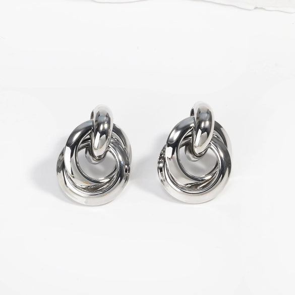 Wholesale Women's Metallic Geometric Copper Electroplated Ring Earrings Tassel Ear Jewelry Ins Style