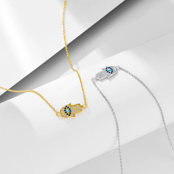 Wholesale Women's Micro Inlaid Zircon Devil's Eye Diamond Drop Pendant Sterling Silver 925 Silver Necklace With Cross Chain