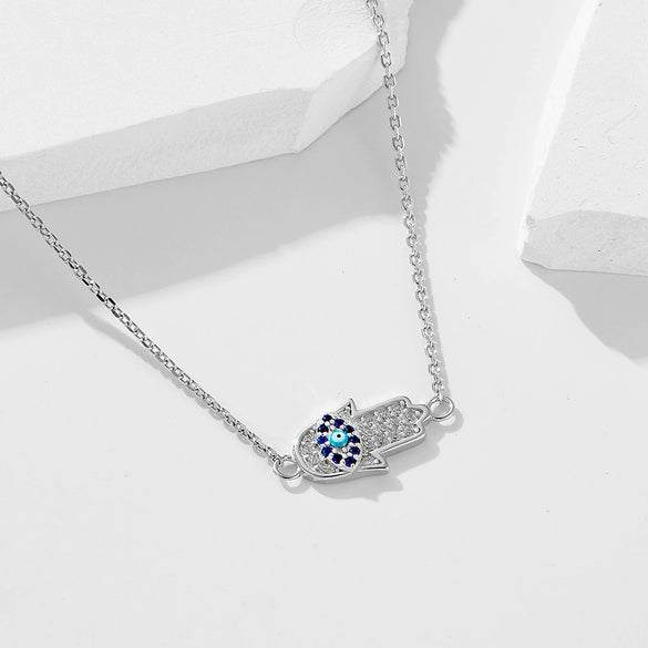 Wholesale Women's Micro Inlaid Zircon Devil's Eye Diamond Drop Pendant Sterling Silver 925 Silver Necklace With Cross Chain