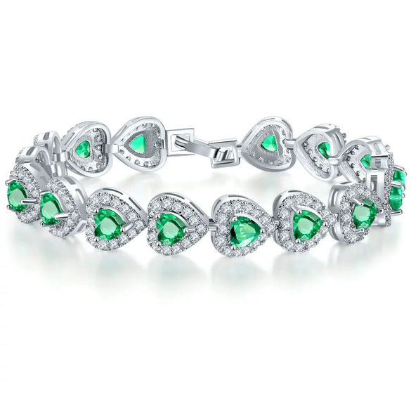 Wholesale Women's Microinlaid Copper Goldplated Zircon Heart Bracelet