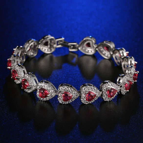 Wholesale Women's Microinlaid Copper Goldplated Zircon Heart Bracelet