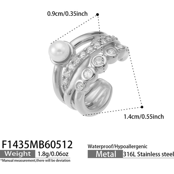 Wholesale Women's Microinlaid Zircon Geometric Stainless Steel Electroplated Multilayer Ear Cuff Earrings