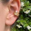 Wholesale Women's Microinlaid Zircon Geometric Stainless Steel Electroplated Multilayer Ear Cuff Earrings