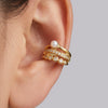 Wholesale Women's Microinlaid Zircon Geometric Stainless Steel Electroplated Multilayer Ear Cuff Earrings