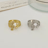 Wholesale Women's Micropaved Zircon Music Symbol Open Copper Ring With Electroplating
