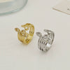 Wholesale Women's Micropaved Zircon Music Symbol Open Copper Ring With Electroplating