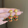 Wholesale Women's Midancient Vintage Jewelry Medieval Style Alloy 925 Silver Geometric Drop Shape Earrings Set With Diamonds